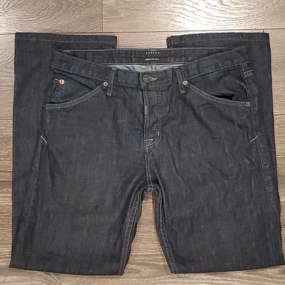 ❤ HUDSON BUTTON FLY STRAIGHT LEG JEANS, SIZE 34